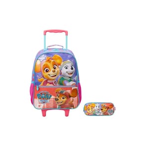 Kit Patrulha Canina P Skye Mochila Rodas + Estojo Triplo
