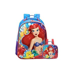 Kit Escolar Mochila De Costas+Lancheira Ariel Pequena Sereia