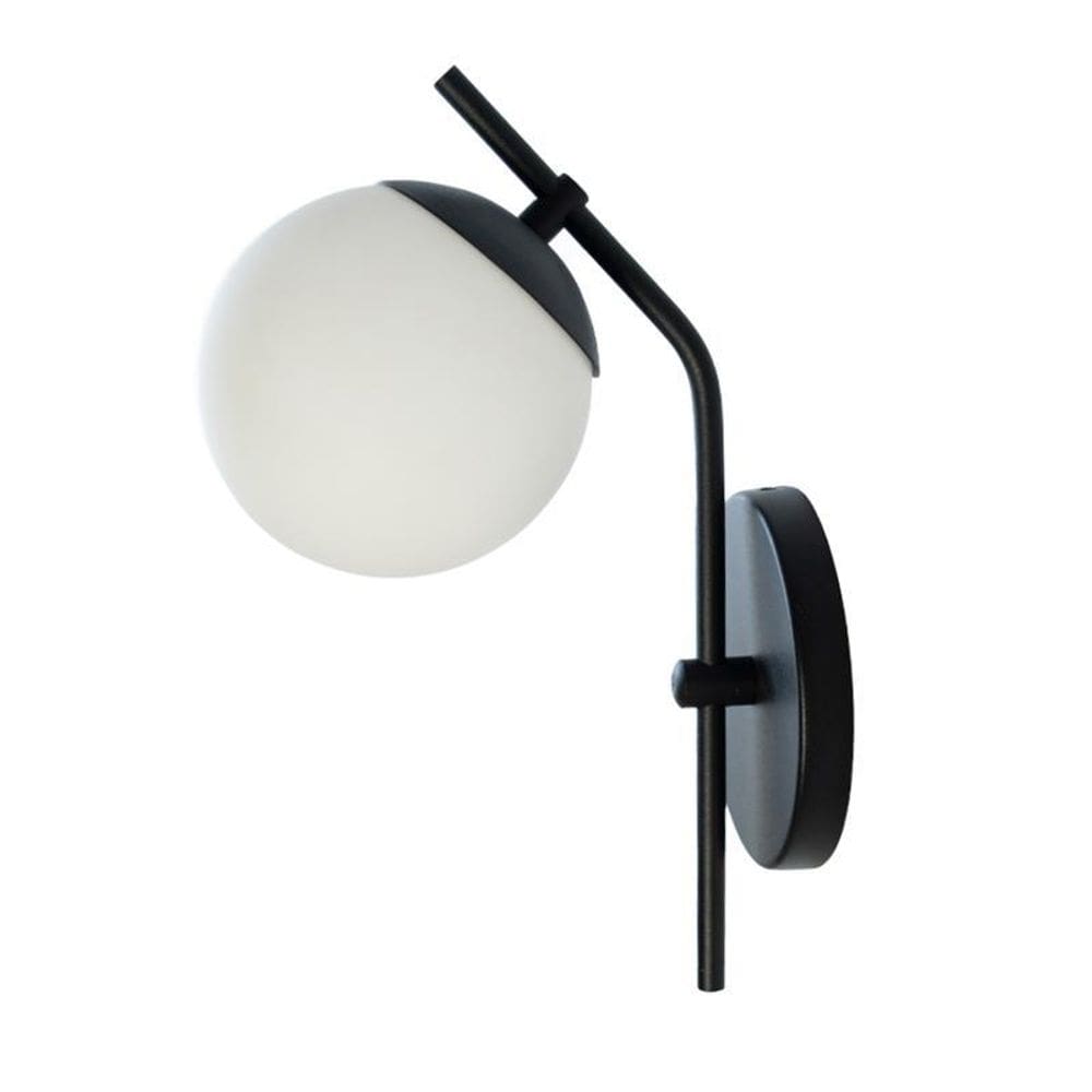 Luminária De Parede Inclinada Jabuticaba Globo Vidro Preto
