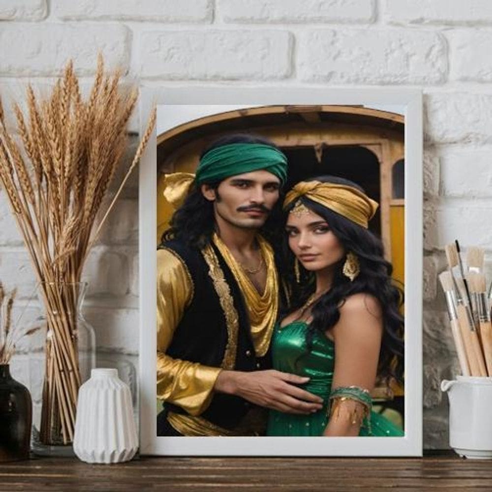 Quadro Cigana Esmeralda E Cigano Wladimir 33X24Cm