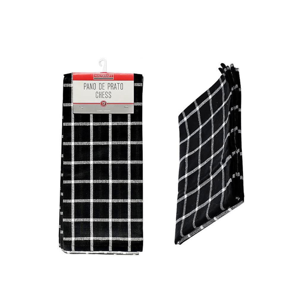 Pano de Prato Chess Preto e Branco 70cm TCDO003PT - Hauskraft