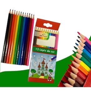 Lápis Cor 12 Cores Caixa Colorido Pintar Escolar Diversão