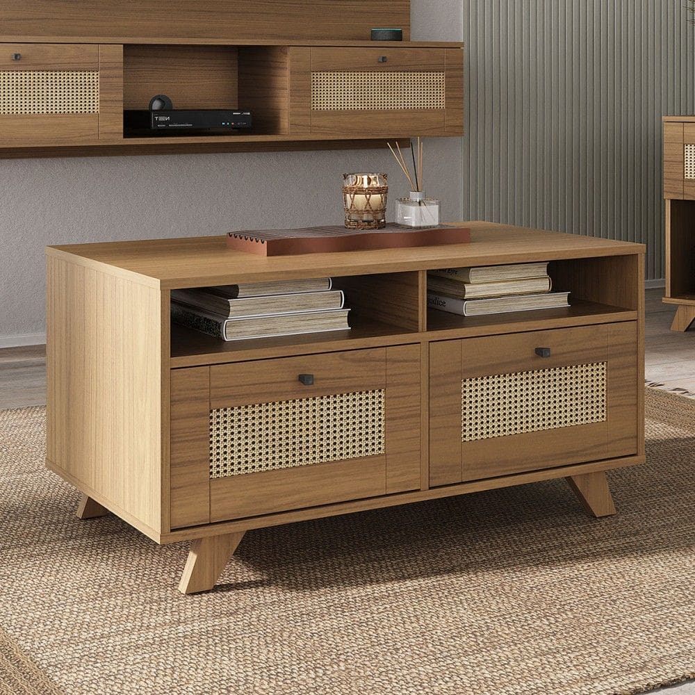 Mesa de Centro Decor 2 Gavetas Carvalho - Pnr Móveis