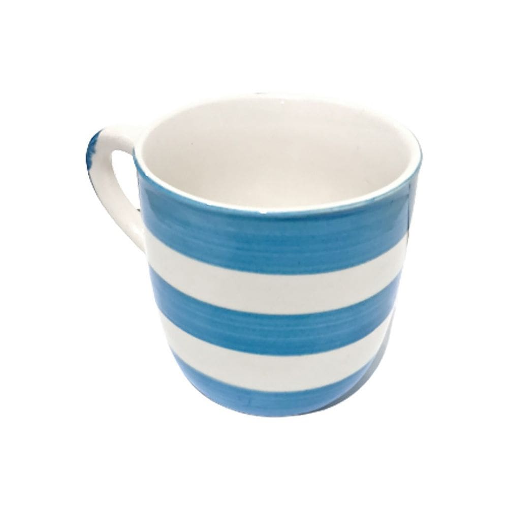 Conjunto 6 Xícaras de Café Cerâmica Faixas Azul e Branco 90ml JGXC078 - Hauskraft