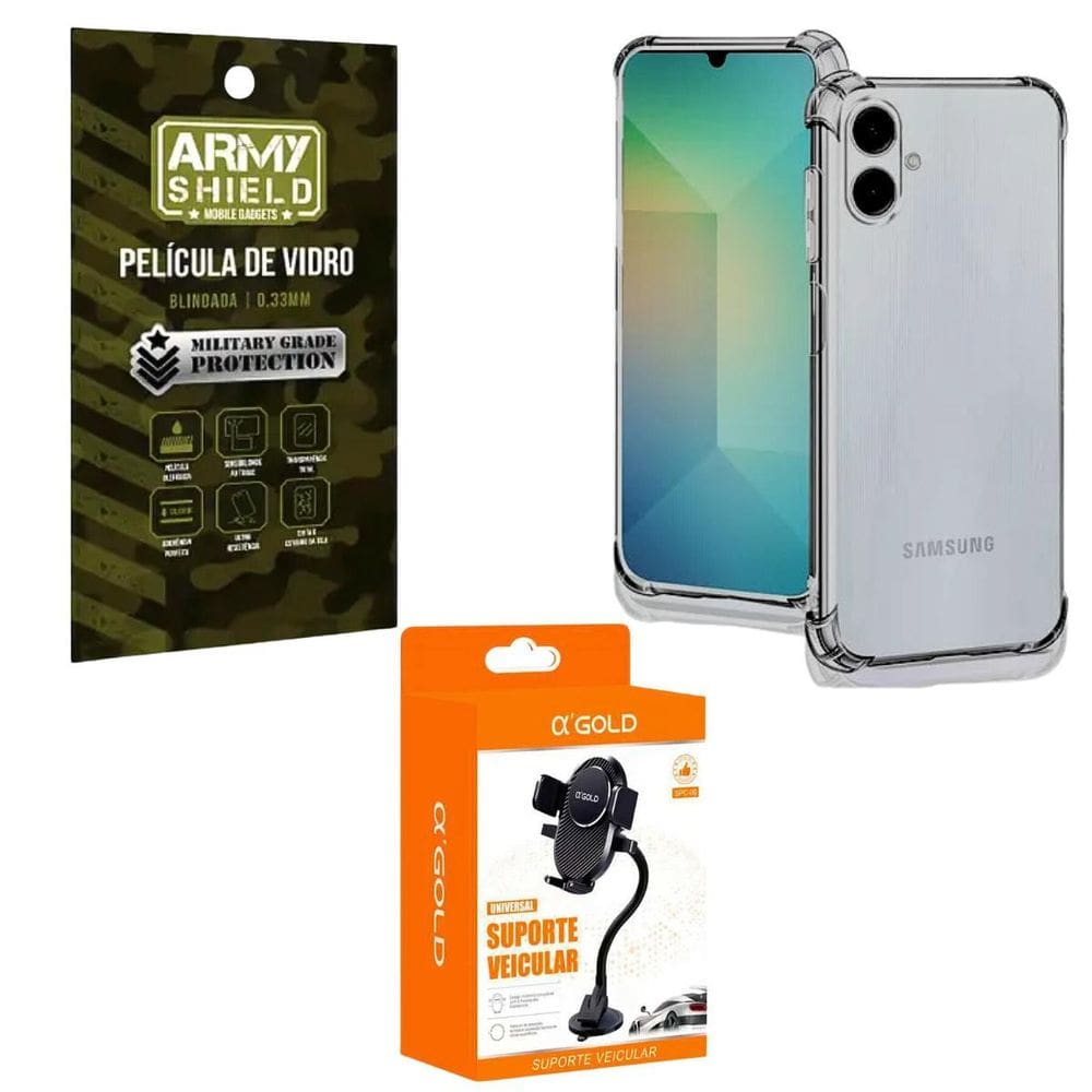 Capa Transparente Para Galaxy A06 + Suporte Ventosa + Pel