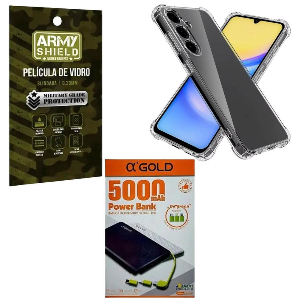 Capa Transparente Para Galaxy S24Fe + Power Bank 5000 + Pel