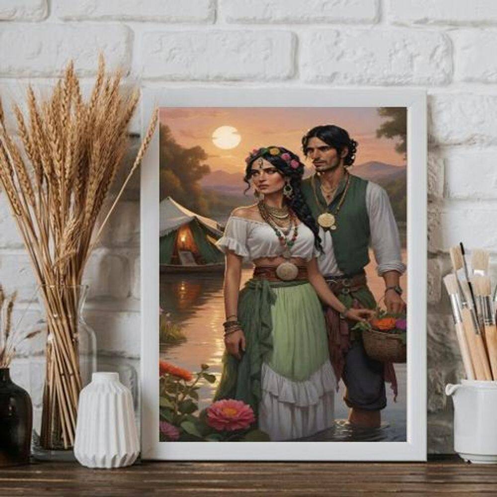 Quadro Cigano Wladimir E Cigana Esmeralda 45X34Cm