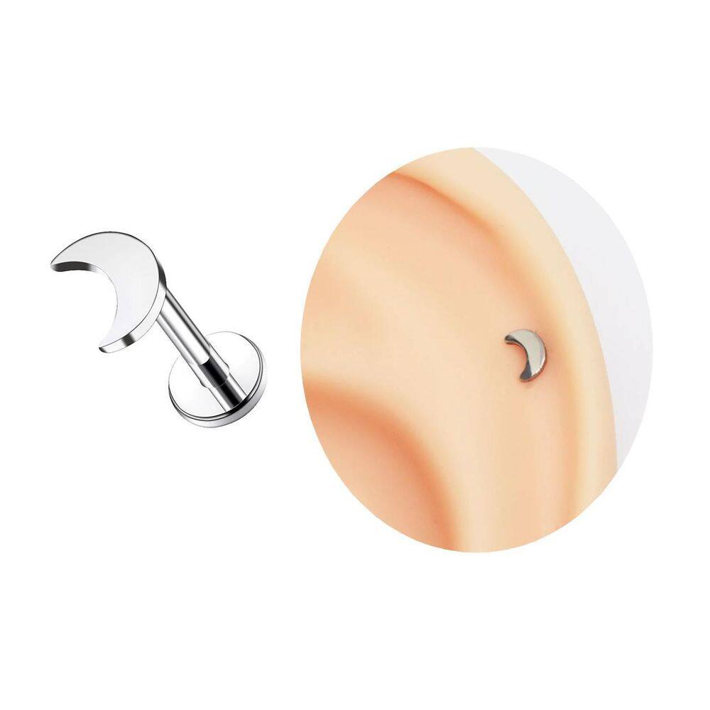 Piercing Labret Tragus Helix Meia Lua Modelo Titanio