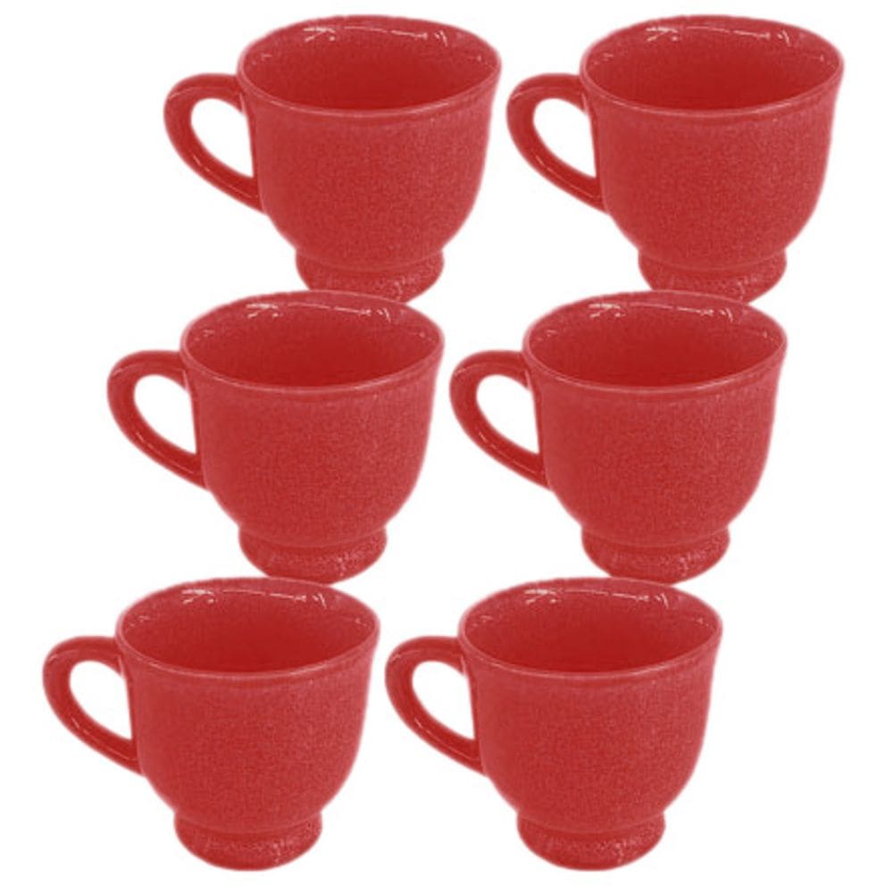 Conjunto 6 Xícaras de Café Porcelana Glaze Vermelho 100ml JGXC089VM - Hauskraft