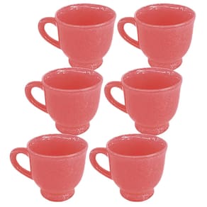 Conjunto 6 Xícaras de Café Porcelana Glaze Rosa 100ml JGXC089RS - Hauskraft