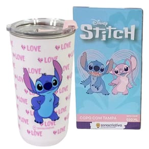 Copo Térmico Sky Inox 500Ml Stitch Love - Zona Criativa