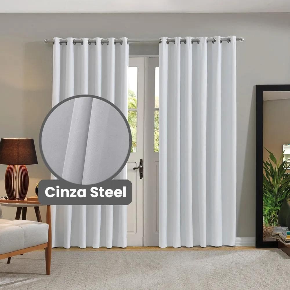 Cortina Blackout 100% Confort 4,2 X 2,5 - Bella Janela Cinza