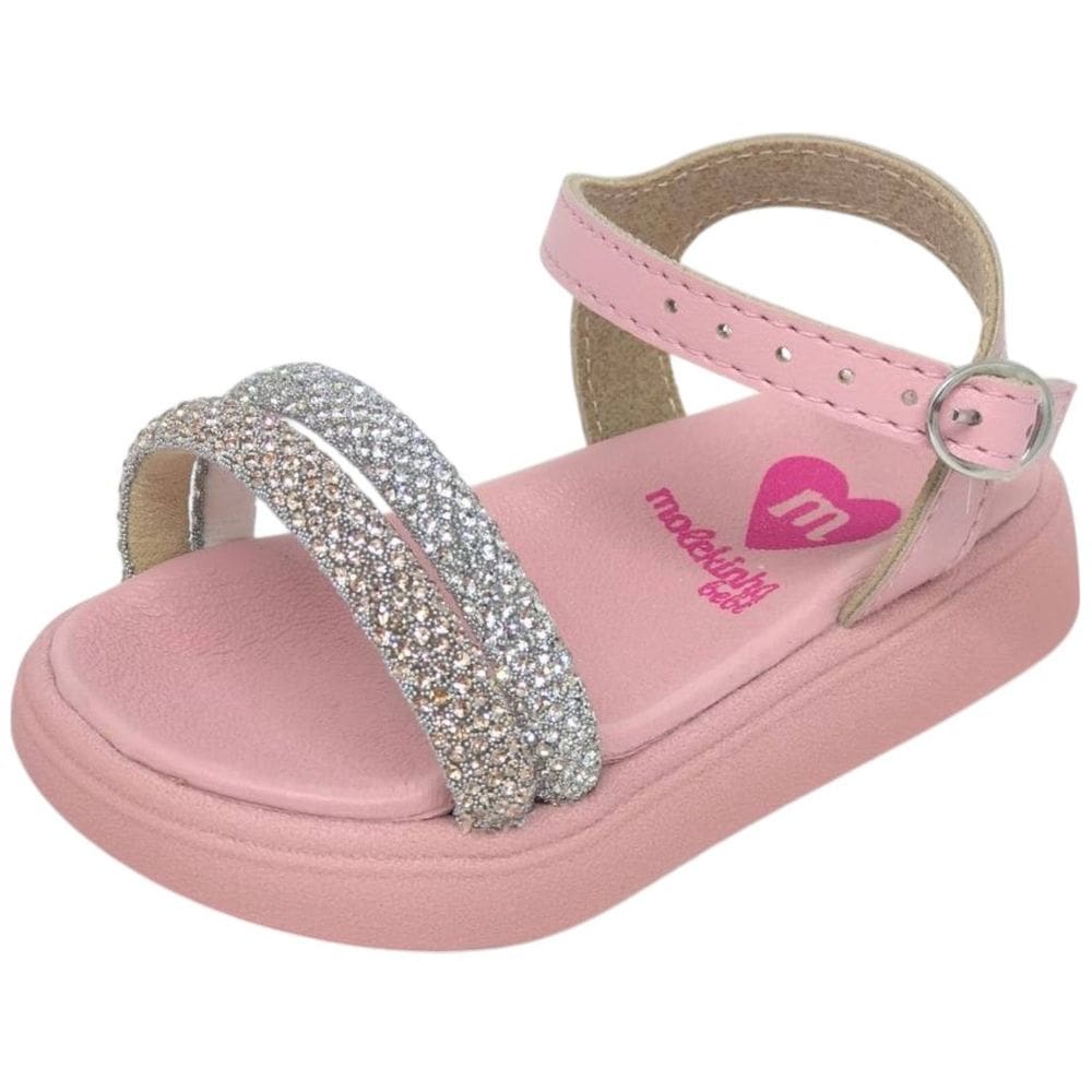 Sandália Infantil Menina Papete Conforto Strass Molekinha