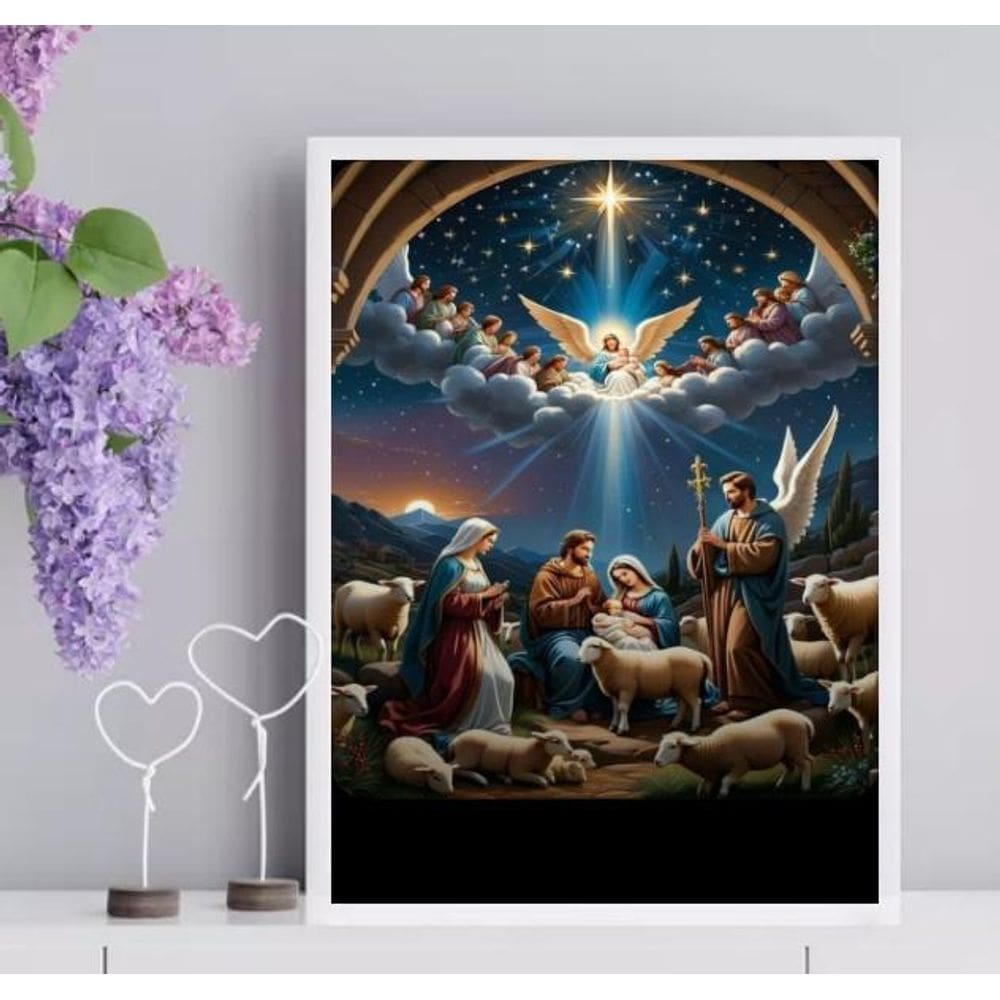 Quadro O Nascimento De Menino Jesus 24X18Cm
