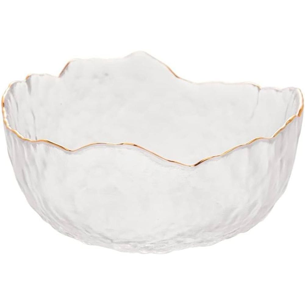 Bowl de Cristal Martelado com Borda Dourada Taj Transparente 16x8cm 28956 - Wolff