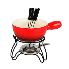 Conjunto de Fondue Lausanne Cerâmica Vermelho 8 Pçs 4 Pessoas CJFN-047VM - Hauskraft