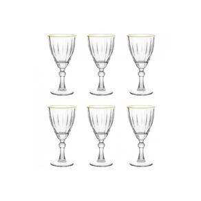 Conjunto de 6 Taças para Água e Vinho Transparente com Borda Dourada 275ml Premium TCVN010TR - Hauskraft