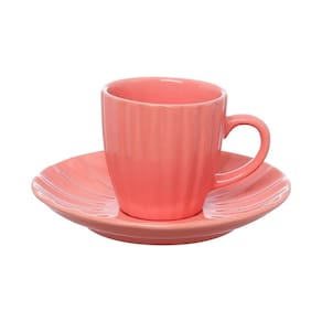 Conjunto 4 Xícaras de Café com Pires Cerâmica Bella 90ml Rosa JGXC083RS - Hauskraft
