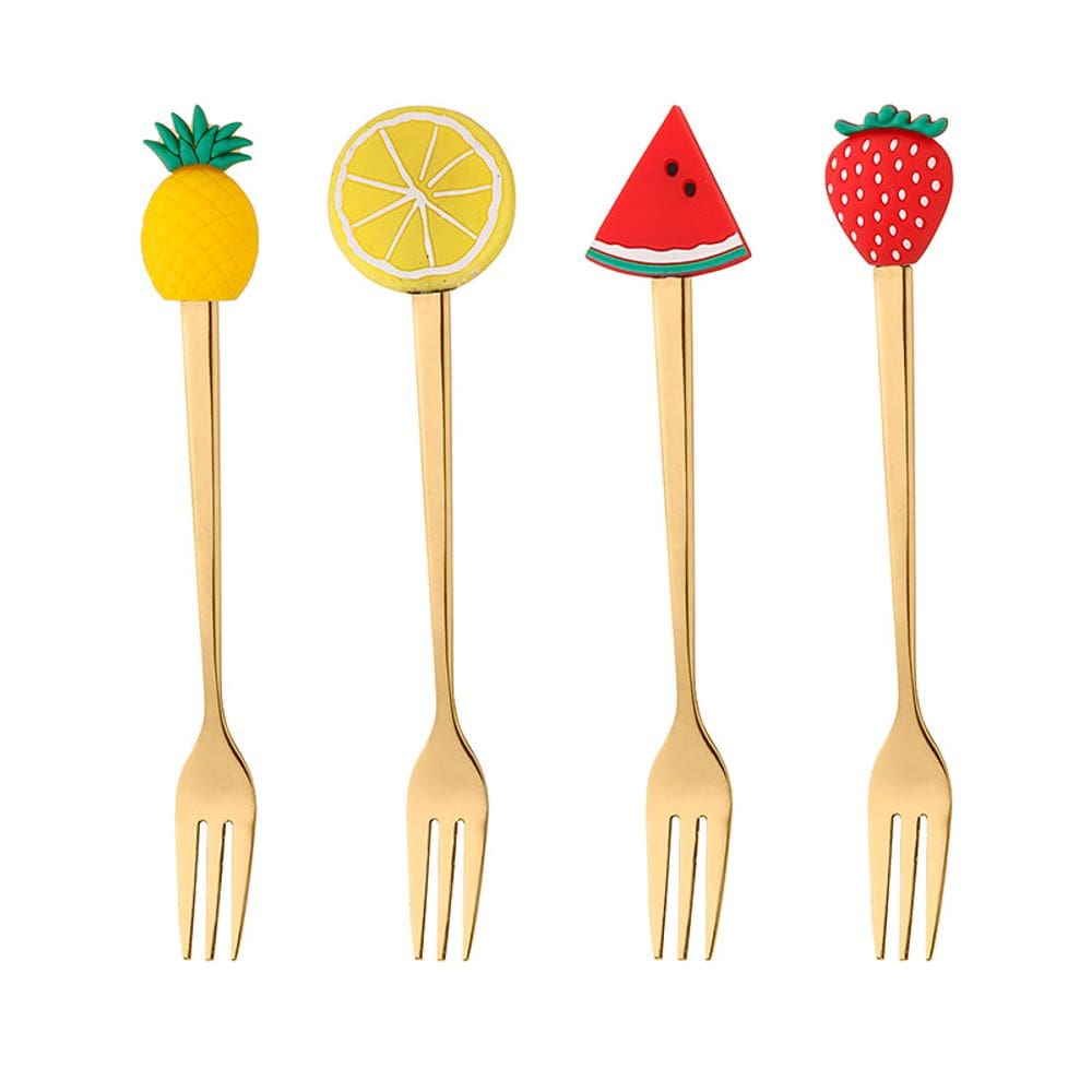 Conjunto 4 Garfos de Aço Inox Fruit Dourado 28872 - Wolff