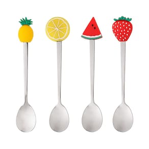 Conjunto 4 Colheres de Chá de Aço Inox Fruit Prata 28870 - Wolff