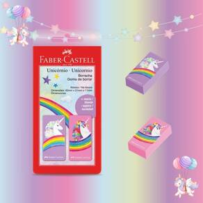 Borracha Escolar Unicórnio Colorida Decorada Blister 2 Unidades Faber Castell