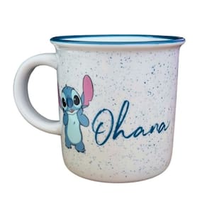 Caneca Retrô Stitch Ohana 300ml de Porcelana ST65181 - Ndi