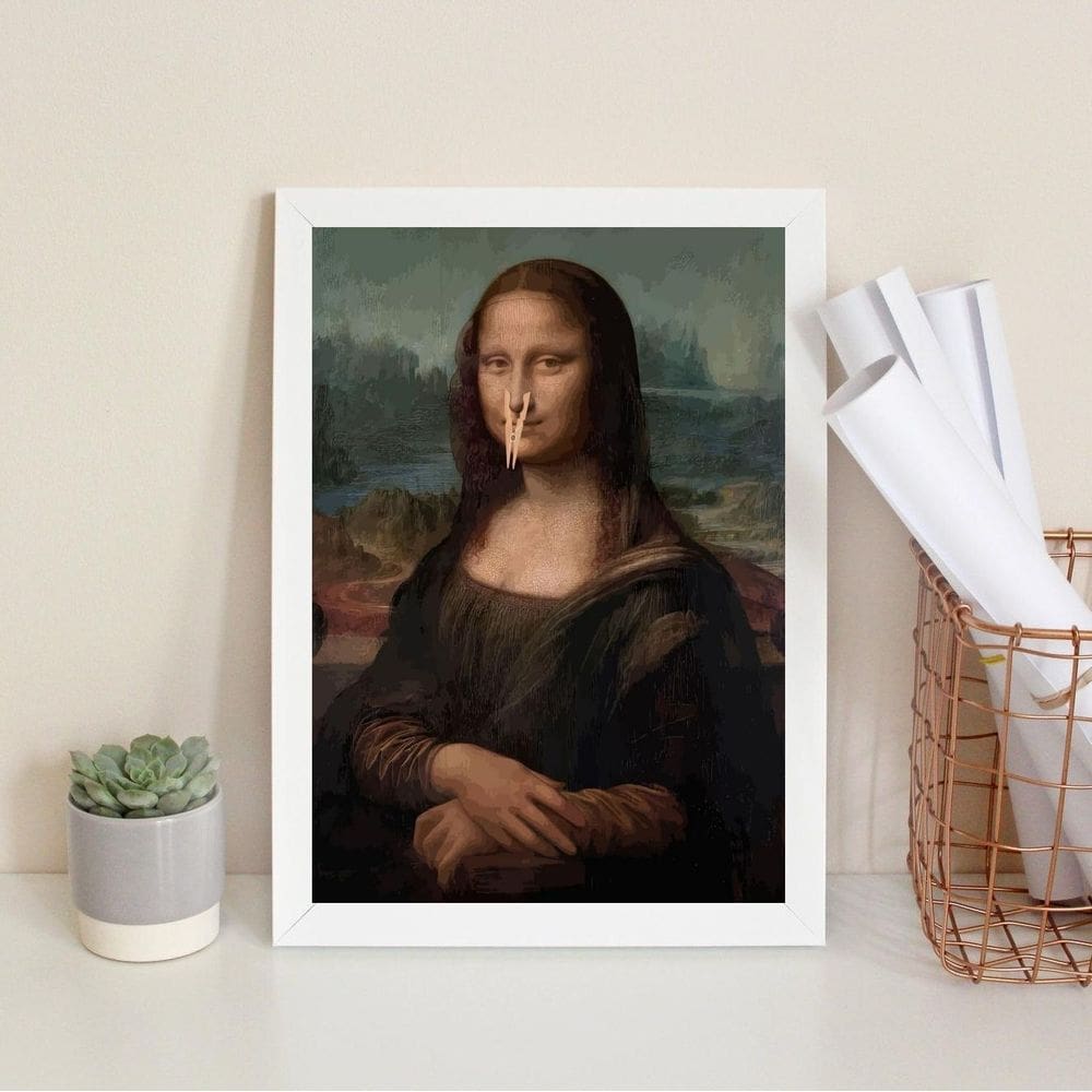 Quadro Decorativo Divertido Banheiro Monalisa 24X18Cm Vidro