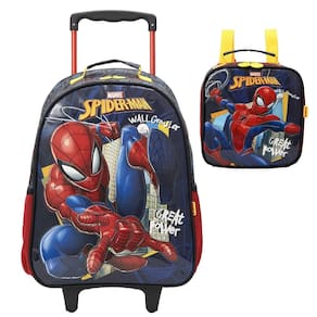 Kit Mochila de Rodinha Lancheira Xeryus Spider-Man X1-B Azul