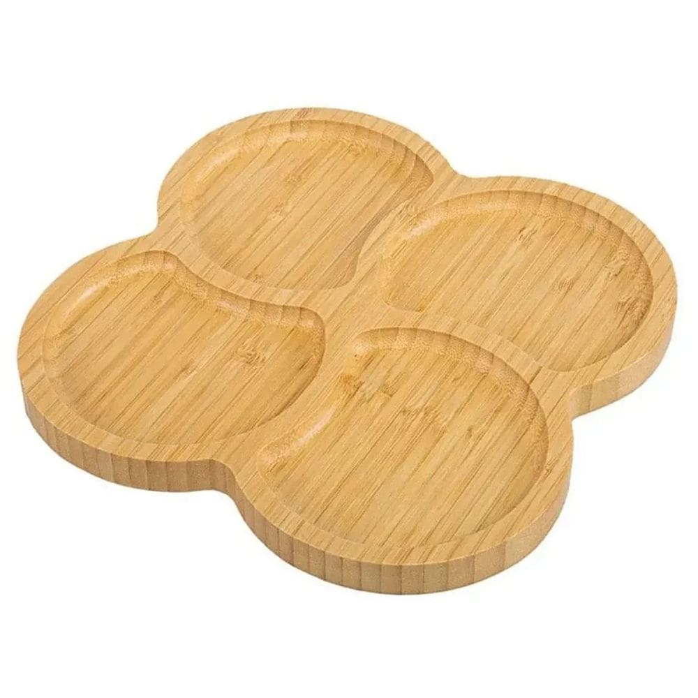 Petisqueira em Bambu com 4 Divisórias 22x22x1,7cm CX103 - Imporiente
