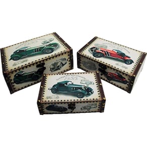 Conjunto Caixa Madeira Retro Decorativo Porta Objetos 3pçs