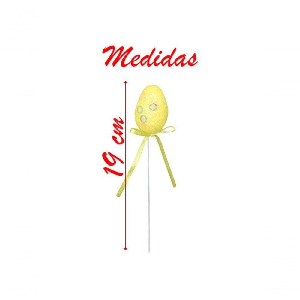 Enfeite Decorativo 36 Ovos De Páscoa Colorido Com Haste