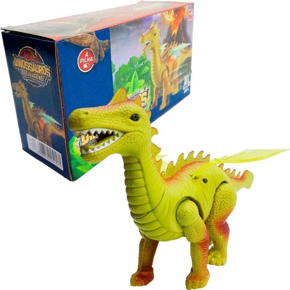 Dragão Elétrico Dinossauro Asas Leds Articulável Verde Pilha