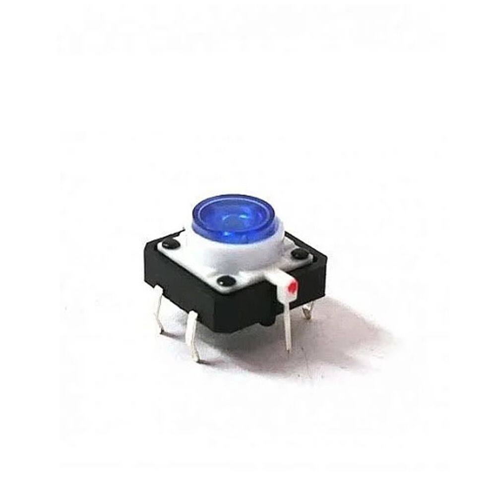 CHAVE TACTIL BOTAO ILUMINADO COM LED 12x12x7,3mm - COR AZUL