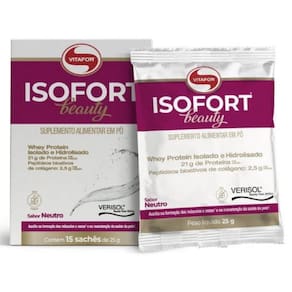 Whey Protein Isolado e hidrolisado Isofort Beauty (15 sachês de 25g) Vitafor