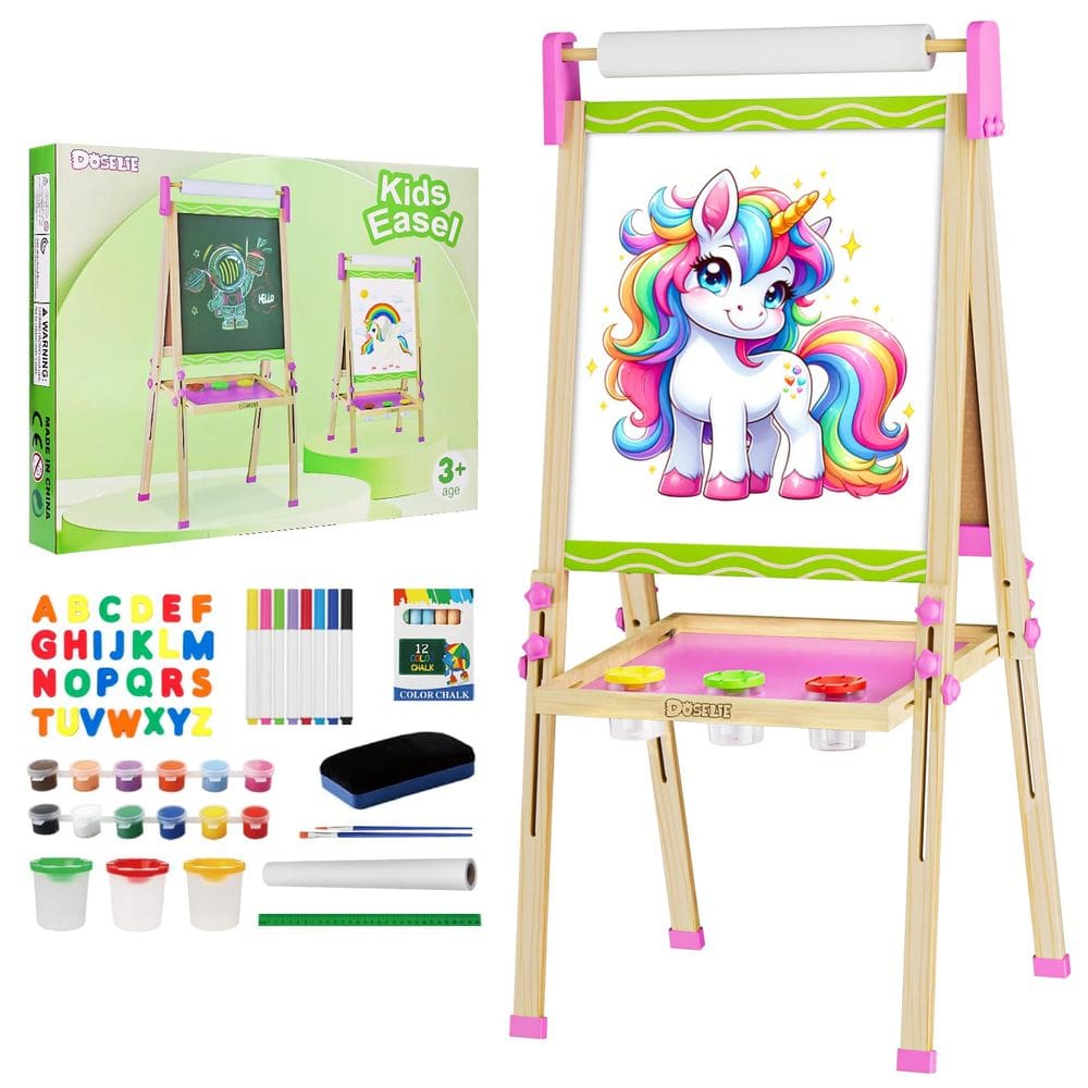 Doselie de cavalete para crianças, altura ajustável, Magnetic Whiteboa