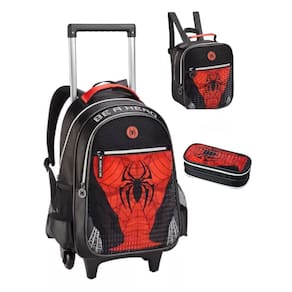 Kit Mochila Rodinha Infantil com Lancheira e Estojo Spider Homem Aranha DL1828