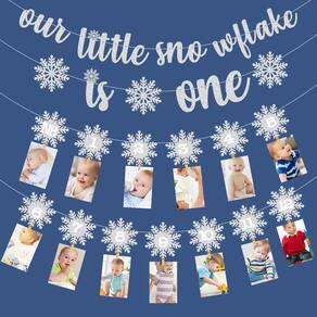Banner fotográfico Clothmile Christmas Snowflake, 1º aniversário