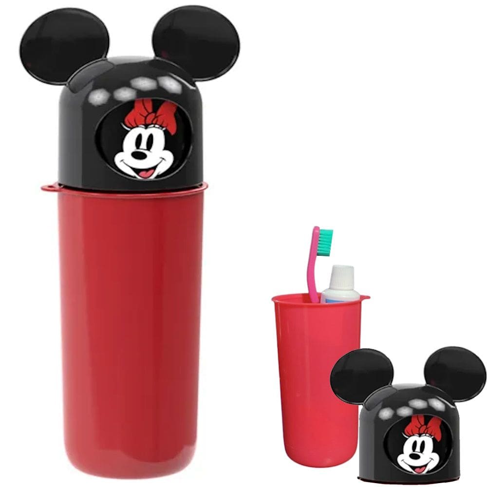 Porta Escova Infantil Minnie Orelhas Estojo Dental Case