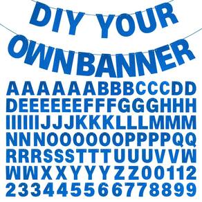 Kit de banner DIY mifengda Glitter Letters Blue Birthday Party