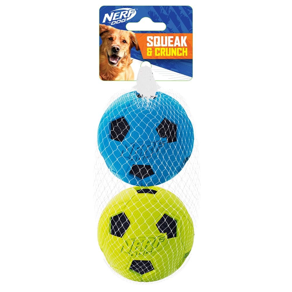 Bola de futebol para cães Dog Toy Nerf com crosta interativa de 7,6 cm, pacote com 2 unidades
