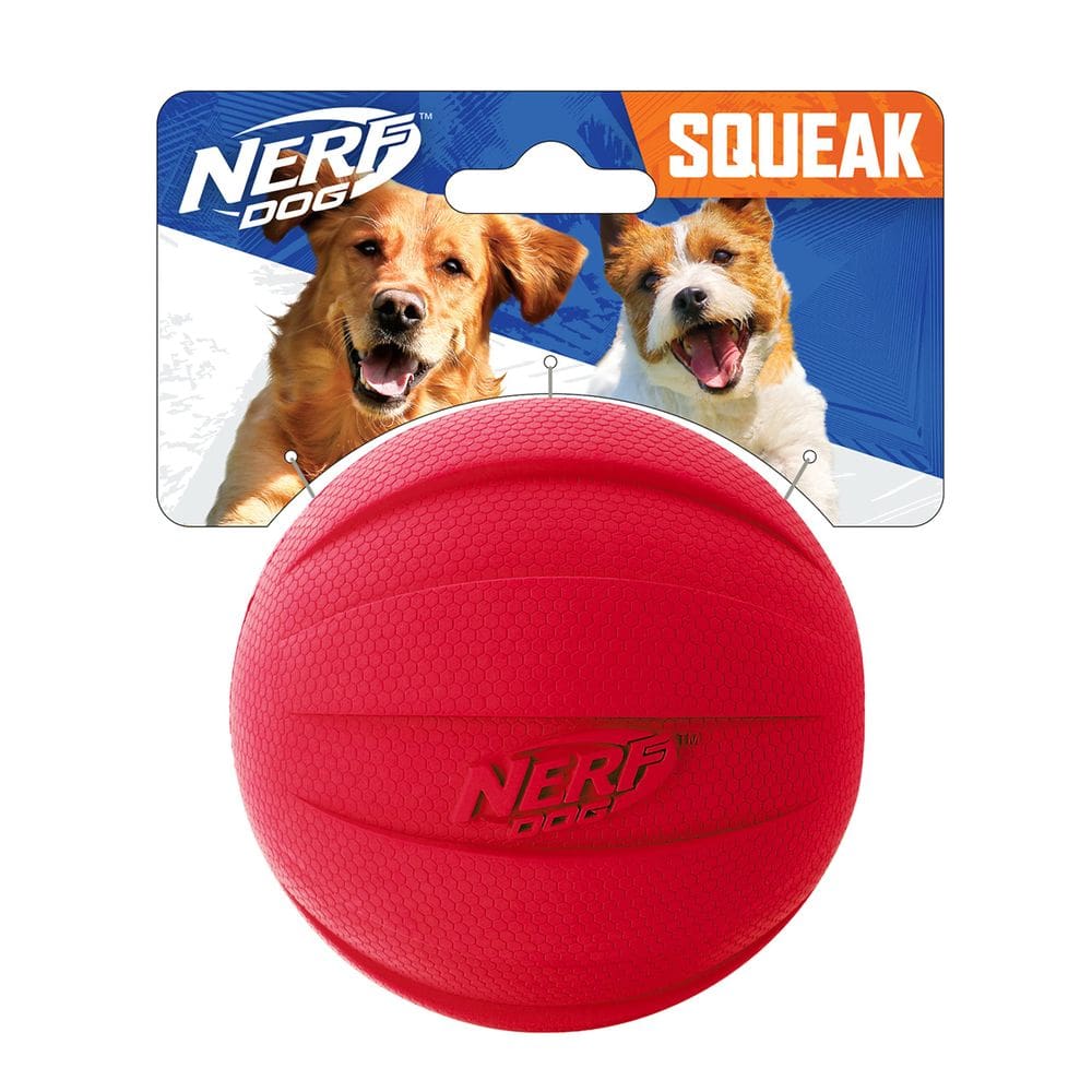 Bola de borracha para cães Toy Nerf Dog com guincho interativo de 10 cm vermelho