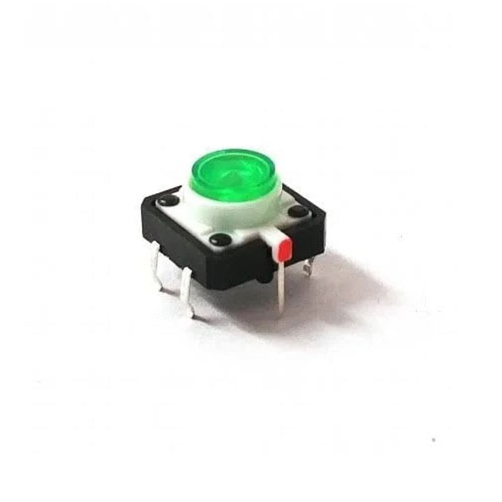 CHAVE TACTIL BOTAO ILUMINADO COM LED 12x12x7,3mm - COR VERDE