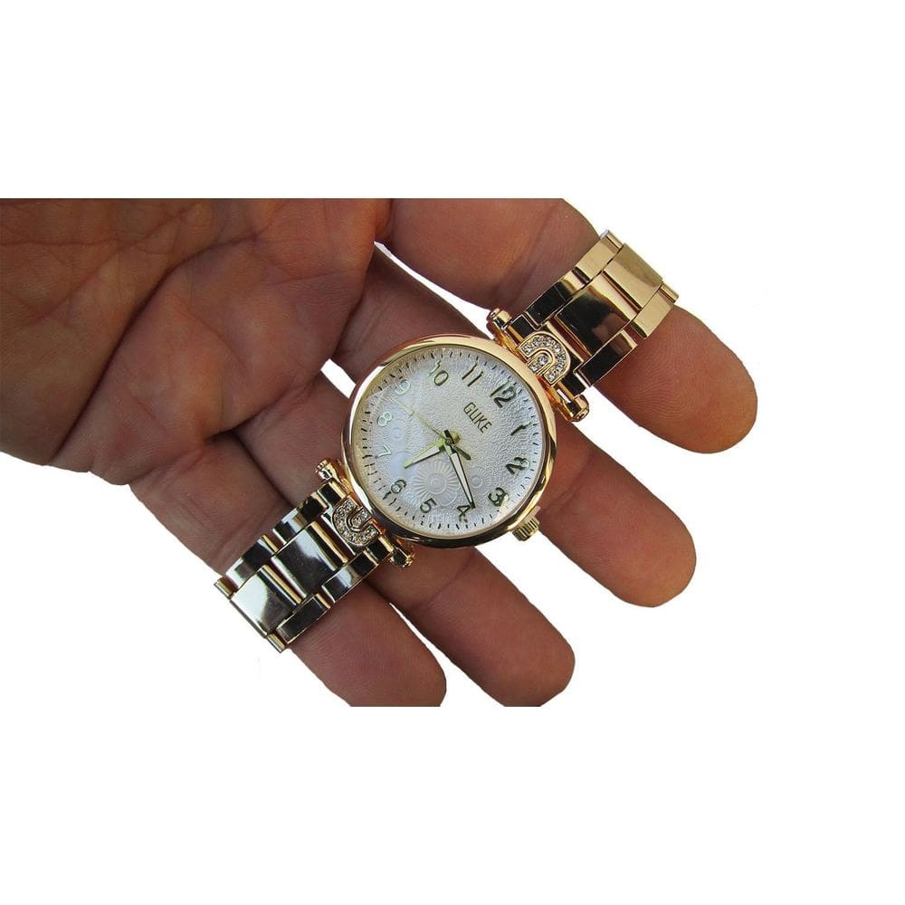 Relogio Feminino De Ponteiro Com Pulseira Dourada Guke