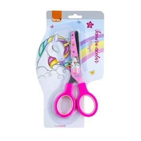 Tesoura Escolar Unicórnio Pontas de Aço Arredondadas 13cm Magic - BRW