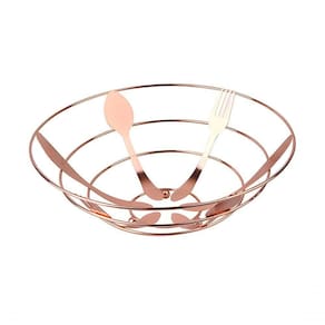 Fruteira Mesa Aramada Metalizada Inoxidável Rose Gold 28cm
