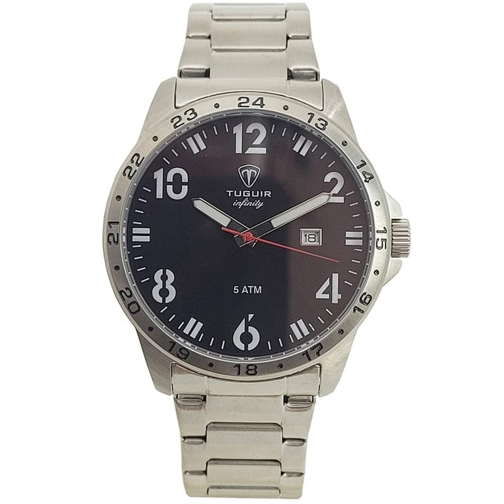 Relógio Tuguir Masculino Ref: Tg9167d Tgi37099 Casual Aço Prateado