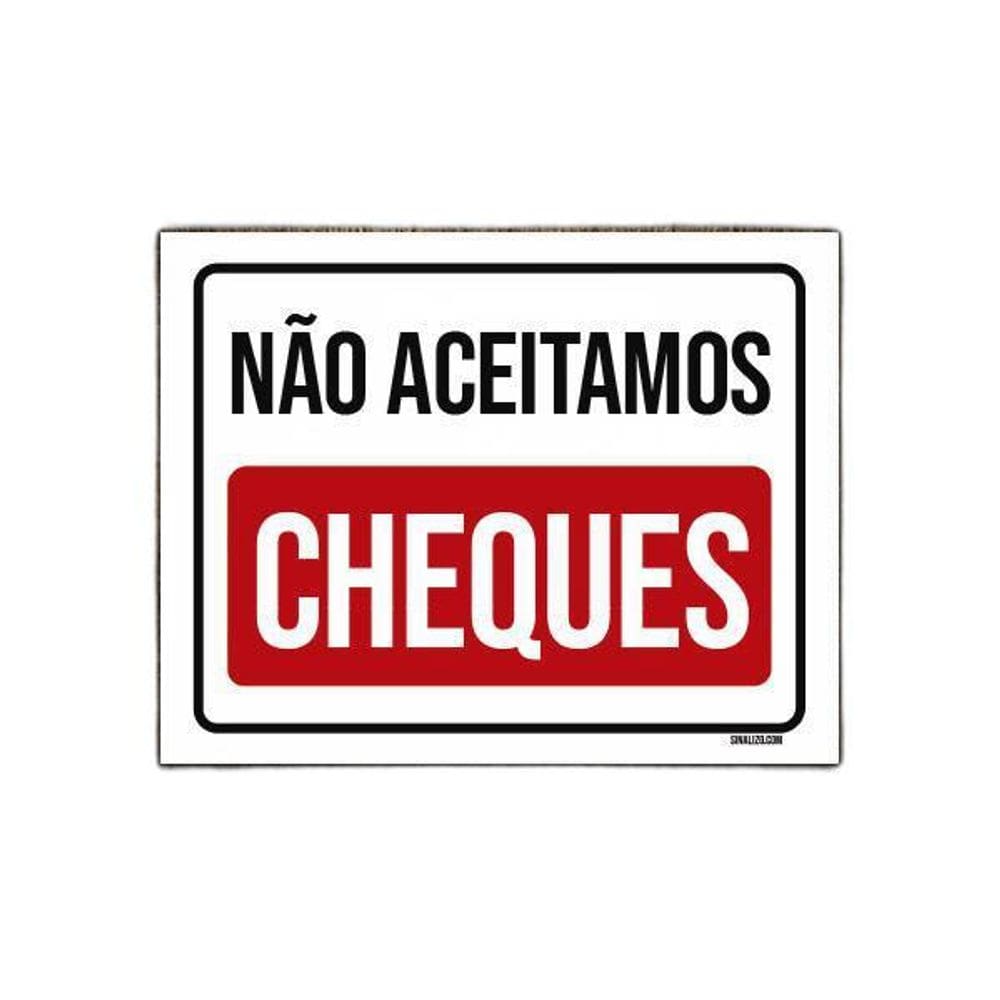 Placa Sinalização Não Aceitamos Cheques 27X35