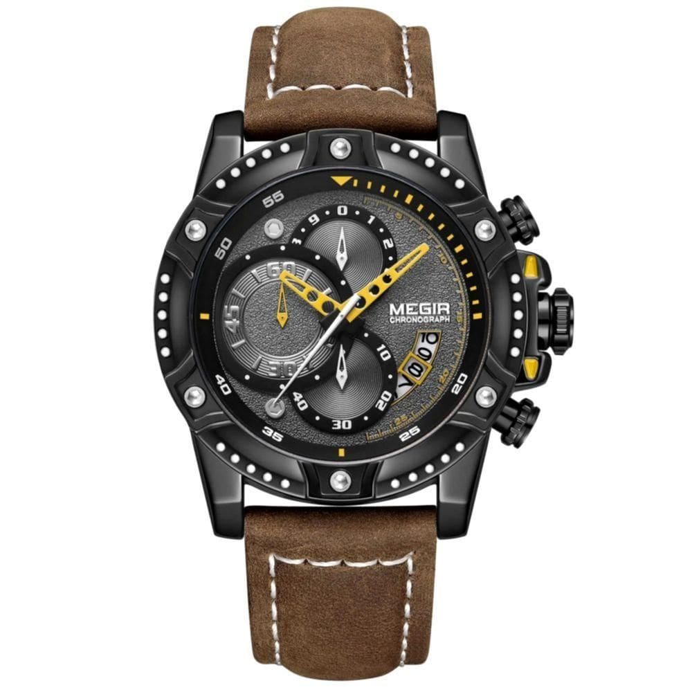 Relógio Masculino Casual Quartzo Esportivo à Prova água 3atm Multifuncional Marrom