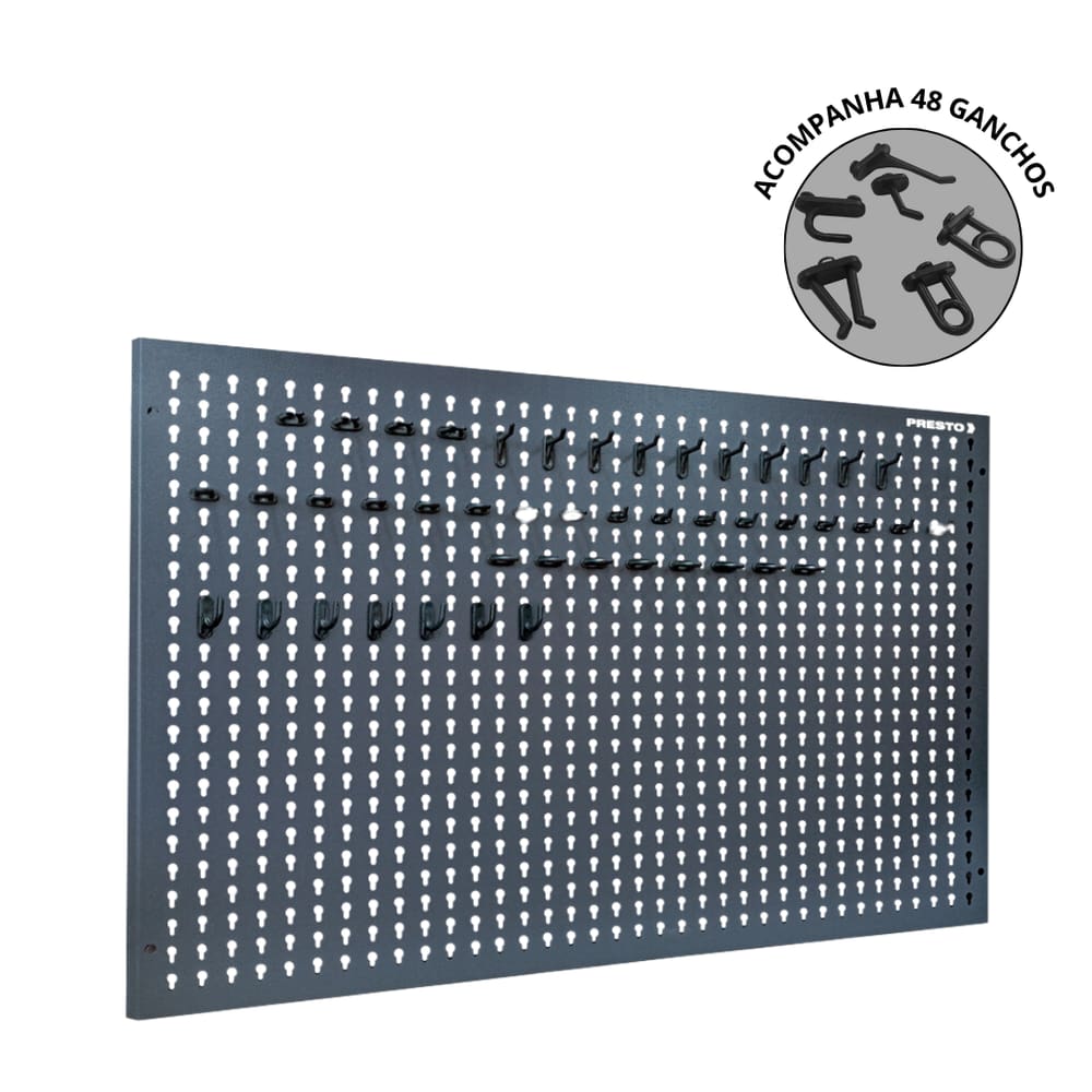 Painel para Ferramentas 970 X 640 X 20MM Com 48 Ganchos Plásticos PRESTO - 90414