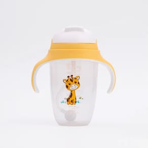 Copo de Treinamento Com Canudo 300ml +6m Amarelo Petit Piá